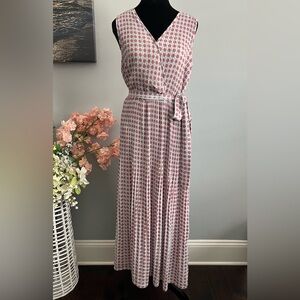 Tahari Printed Faux-Wrap Sleeveless Pleated Fit & Flare Midi Dress Size Medium